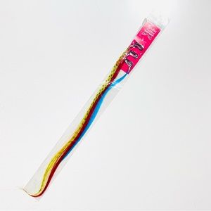 NWT Blue, Red & Yellow Spotted Feather Clip in Hair Extension